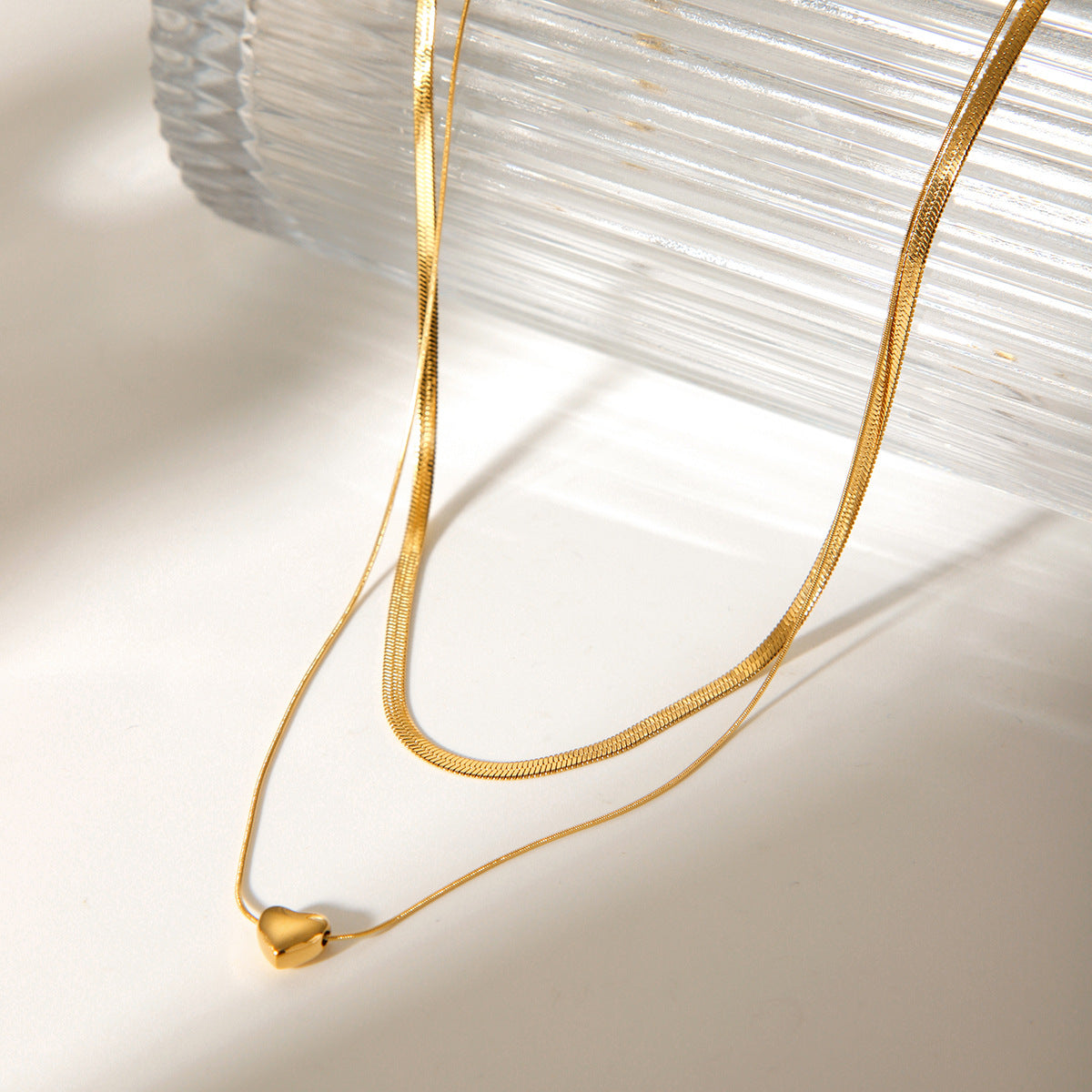 Layered Snake Chain Necklace – 18K Gold Minimalist Jewelry