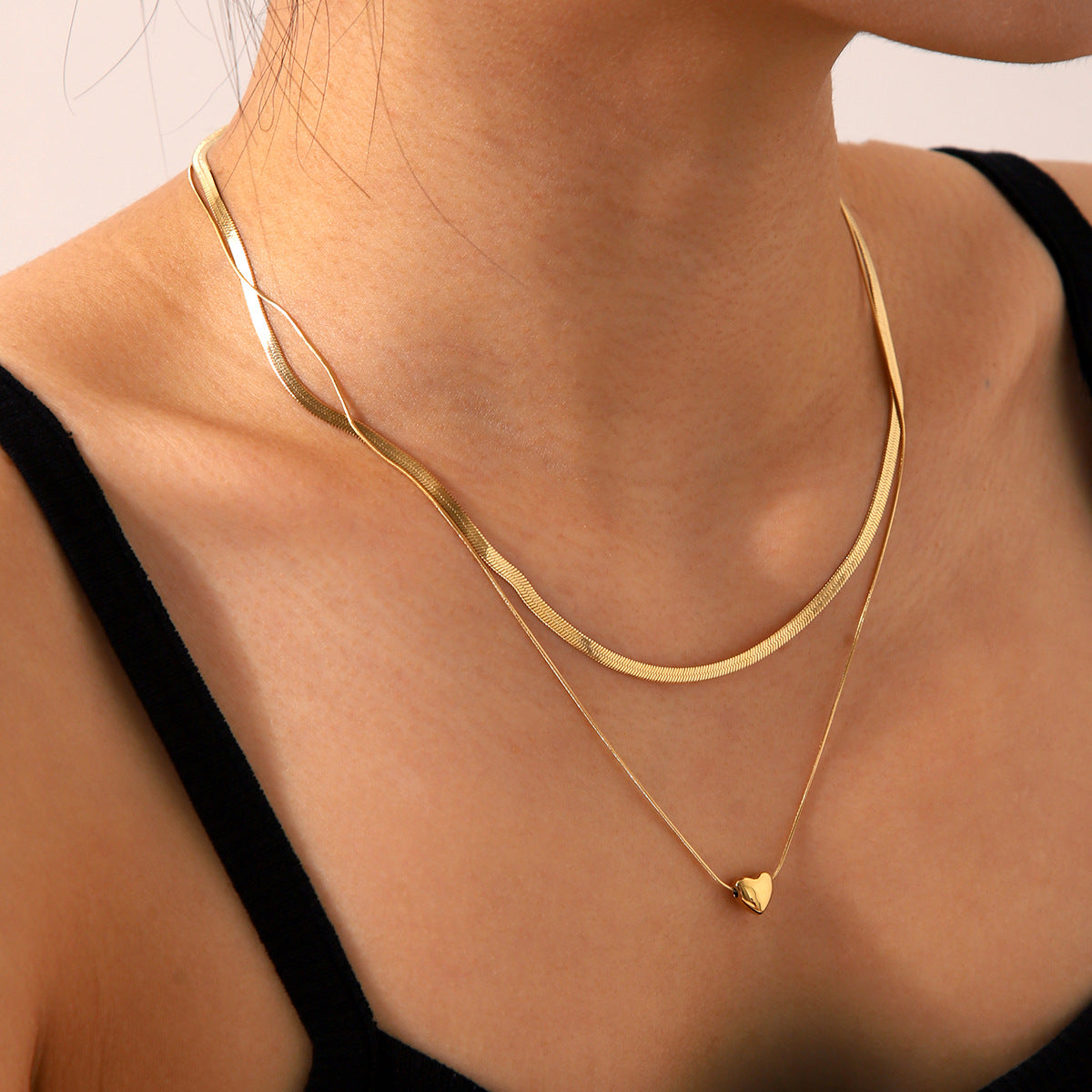 Layered Snake Chain Necklace – 18K Gold Minimalist Jewelry