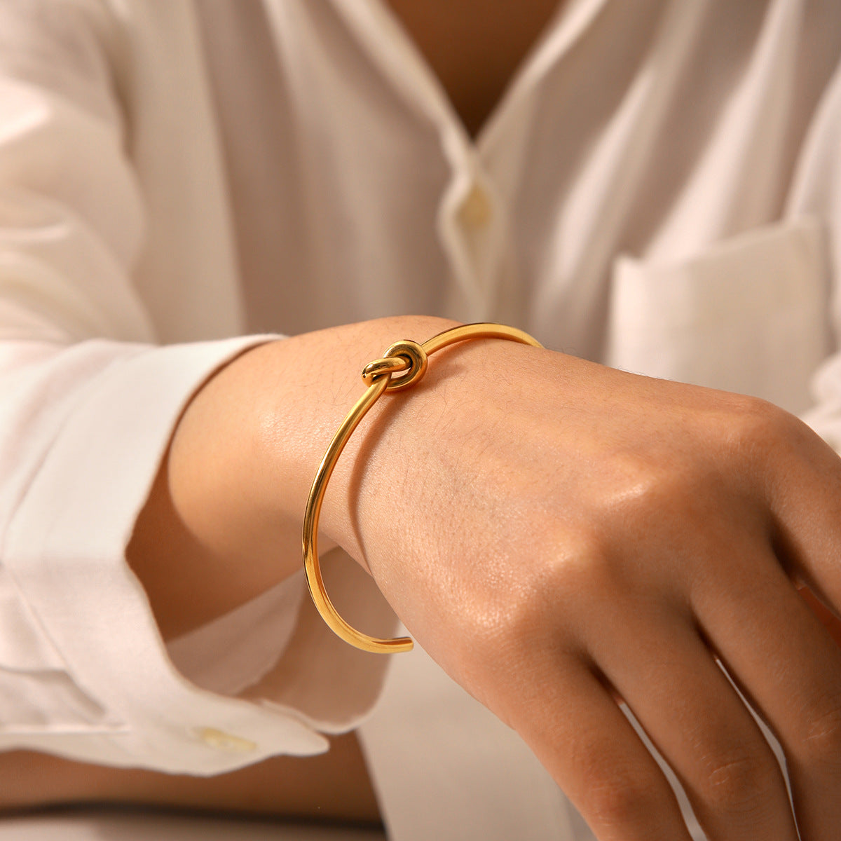 Knot Open Gold Bangle