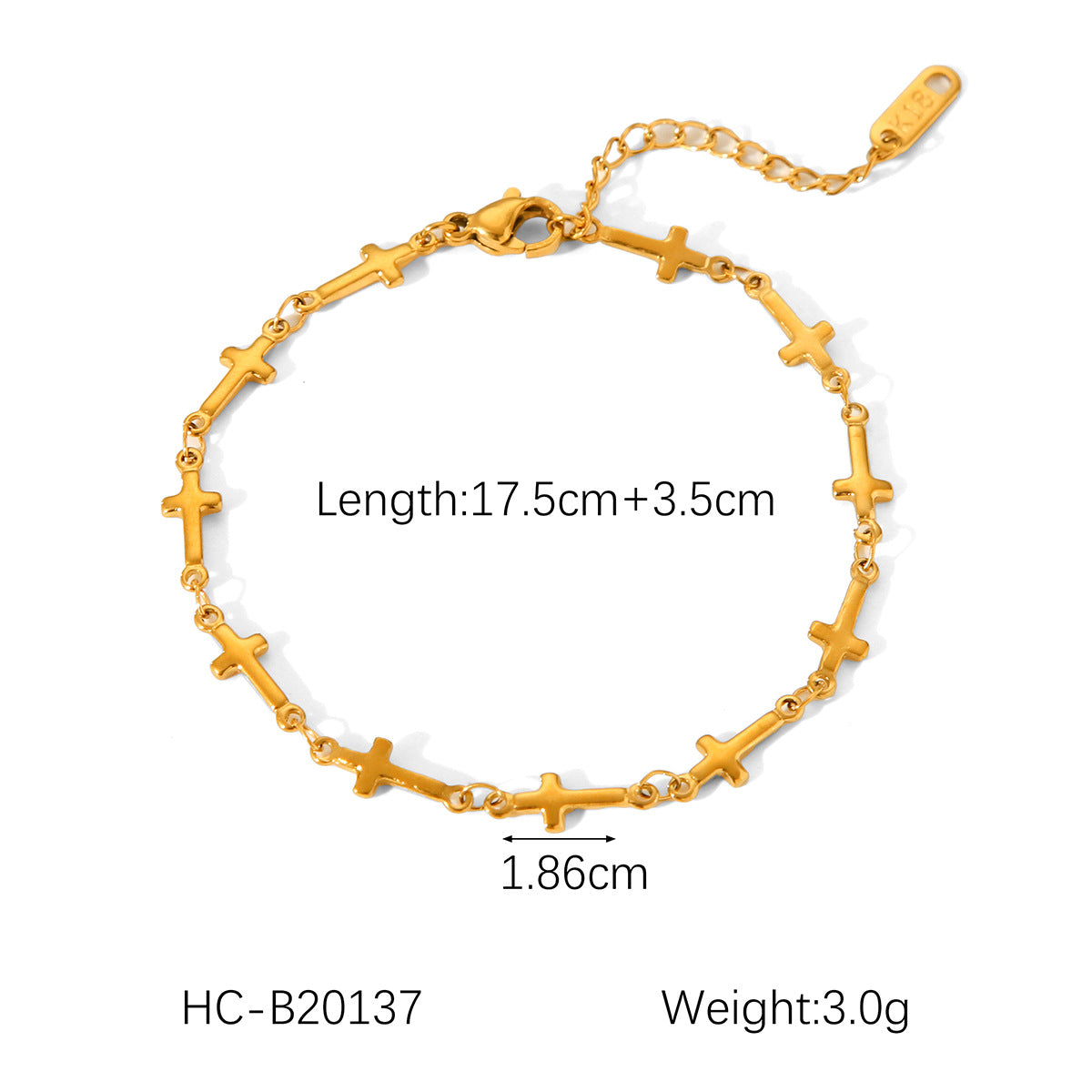 Gold Cross Chain Necklace & Bracelet