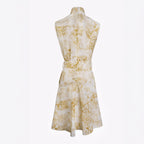 Lace-Up Yoke Waist A-Line Above-Knee Qipao