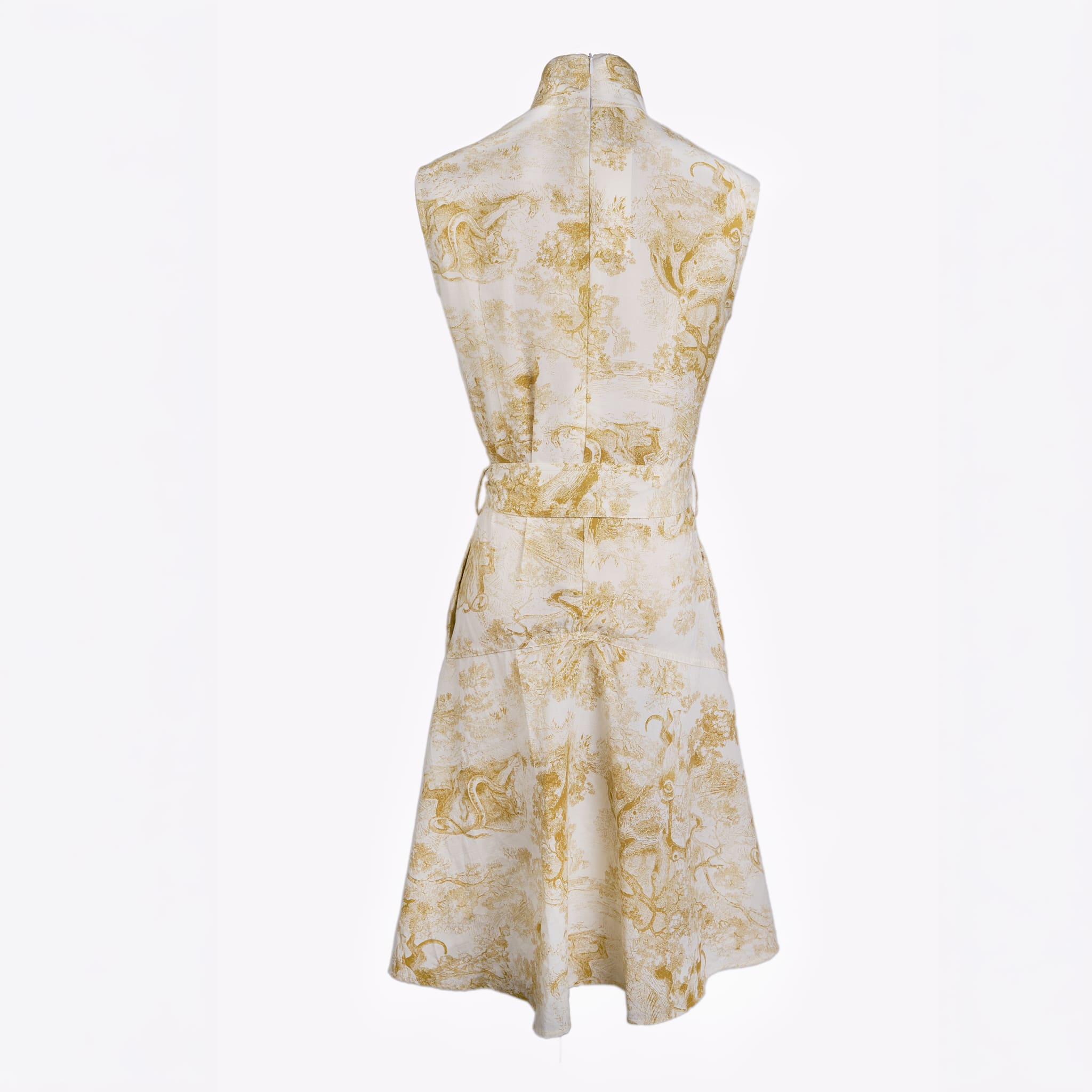 Lace-Up Yoke Waist A-Line Above-Knee Qipao