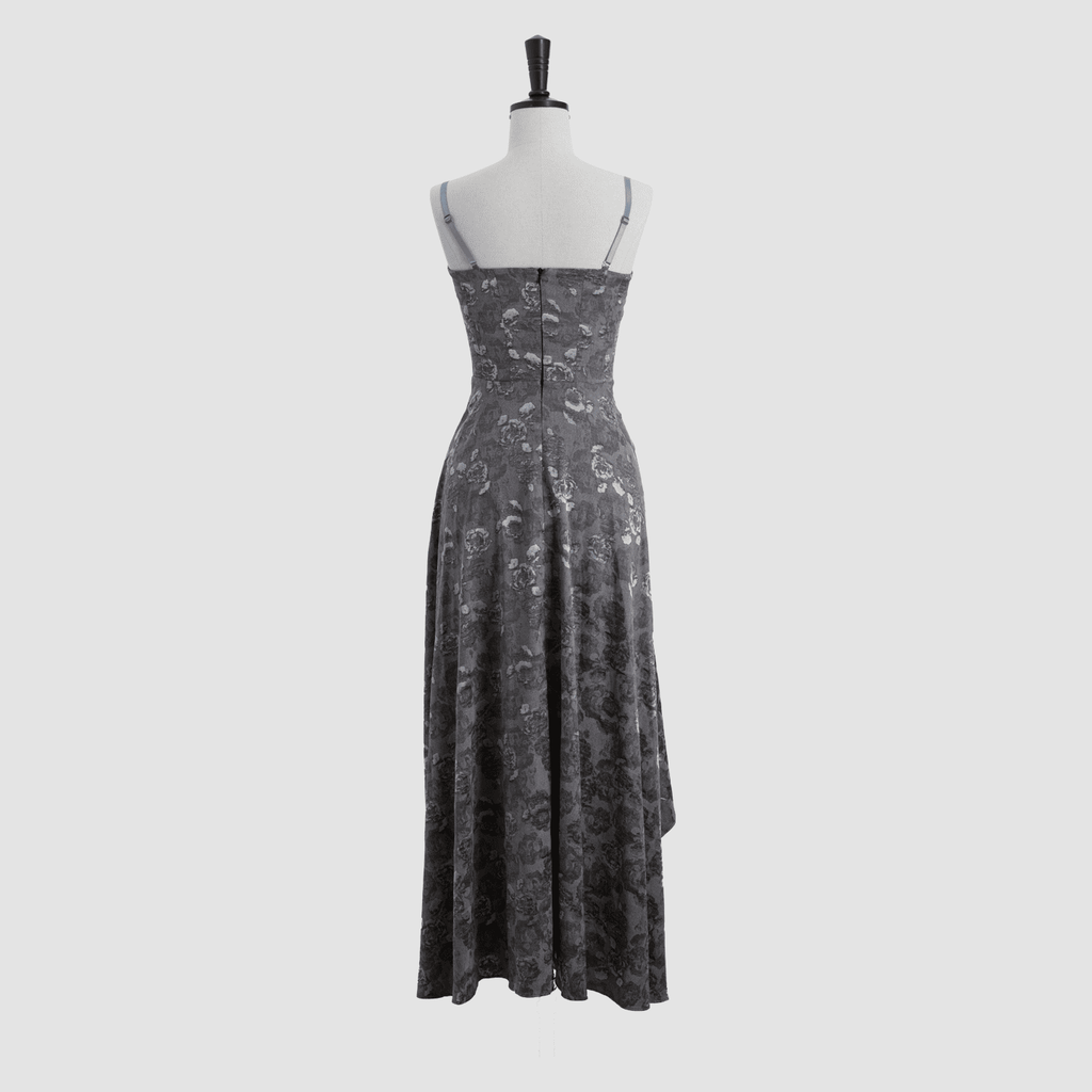 Self-Adjustable Double-Side Gathered Tea-Length Dress