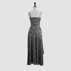 Self-Adjustable Double-Side Gathered Tea-Length Dress