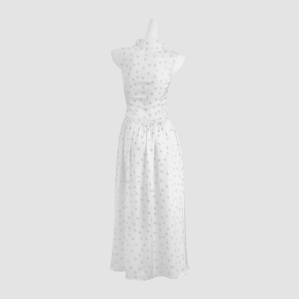 Crown Collar High-Waisted Flared Tea Dress (Long)