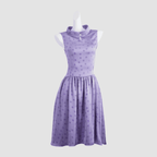 Crown Collar Fitted Waist Flared Knee-Length Skirt