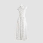 Crown Collar High-Waisted Flared Tea Dress (Long)