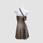 One-Shoulder Knot Draped Above-Knee Skirt