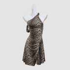 One-Shoulder Knot Draped Above-Knee Skirt