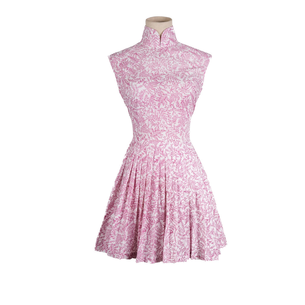 Tie Knife Pleat Ultra-Short Qipao