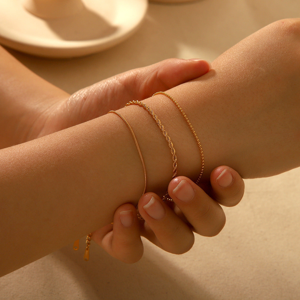 3-Piece Gold Chain Bracelet Set