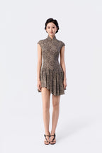 Backless Cropped Chiffon Qipao