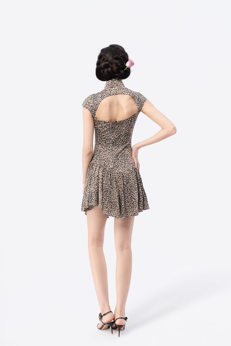 Backless Cropped Chiffon Qipao