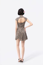 Backless Cropped Chiffon Qipao
