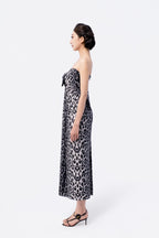 Tied-Shoulder Puff Sleeve Tea-Length Dress