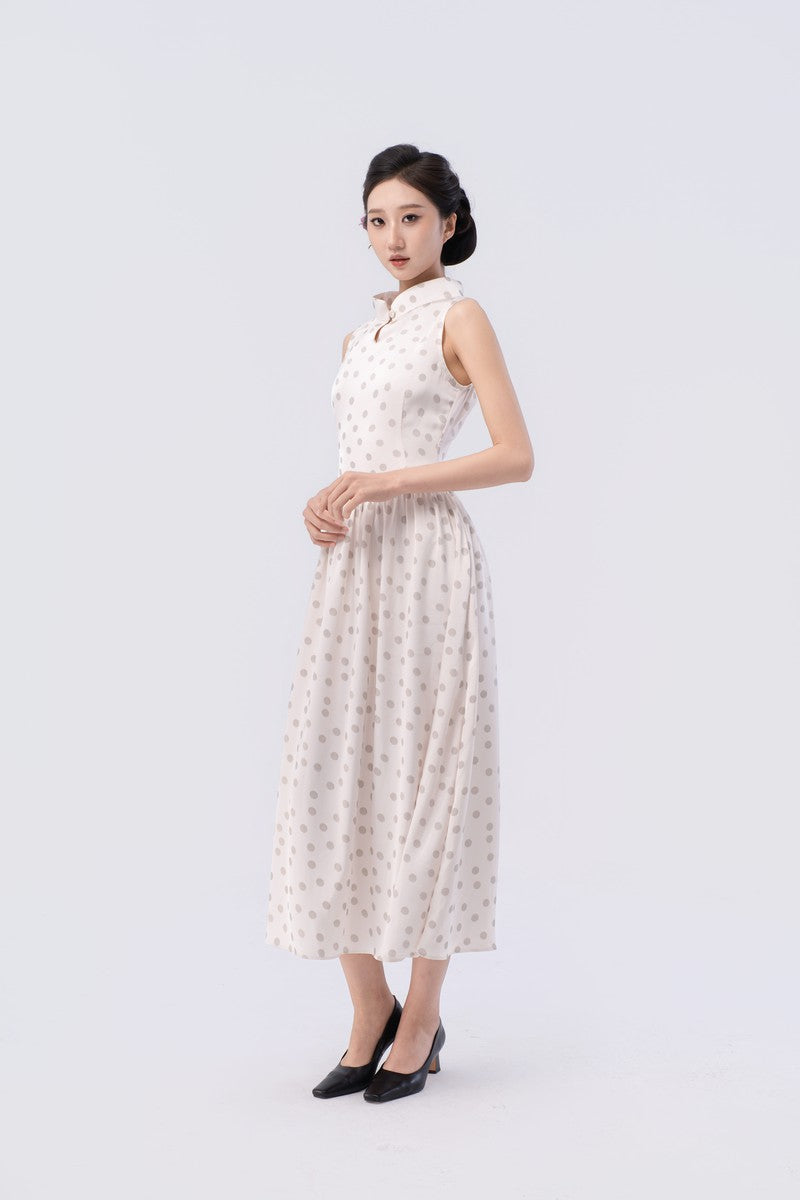 Crown Collar High-Waisted Flared Tea Dress (Long)
