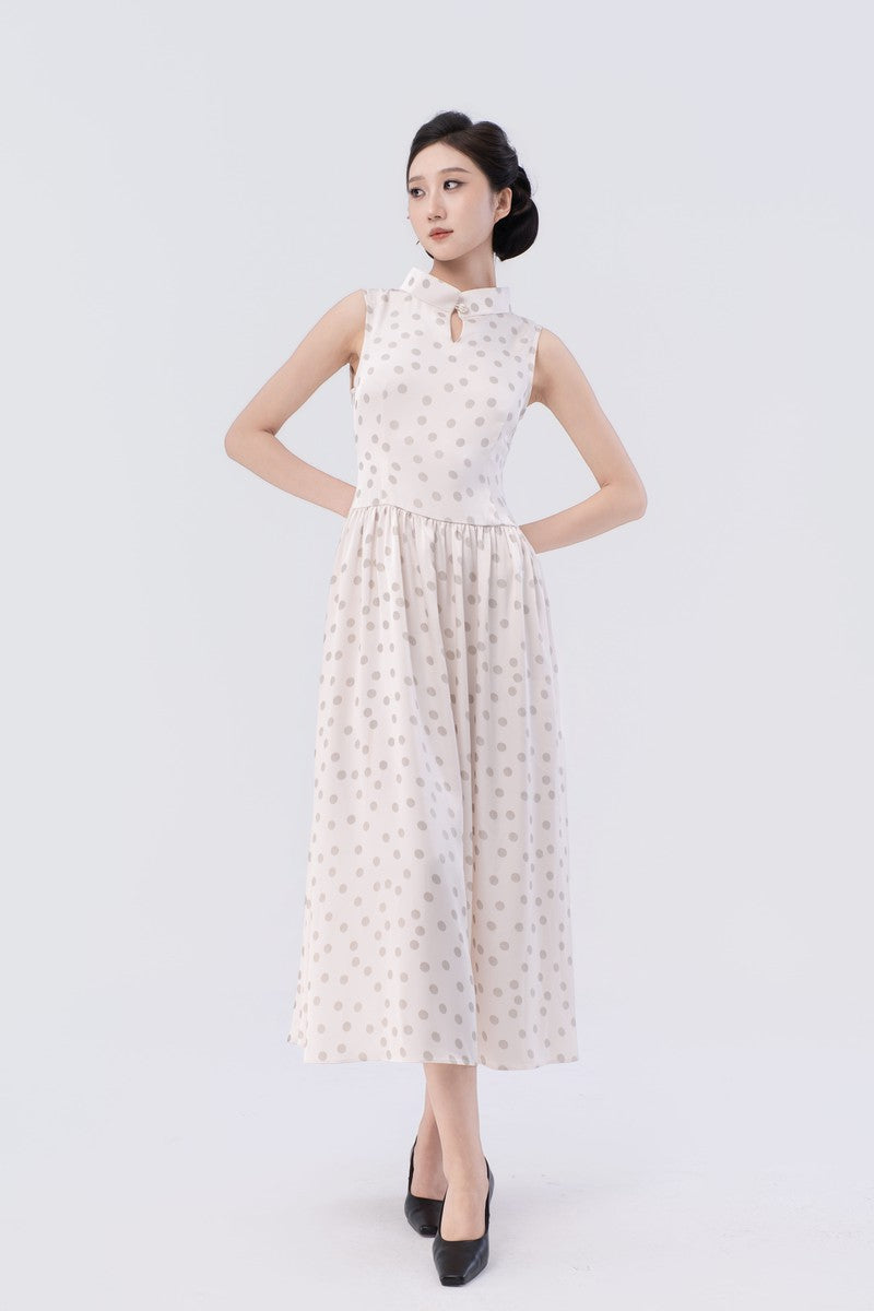 Crown Collar High-Waisted Flared Tea Dress (Long)