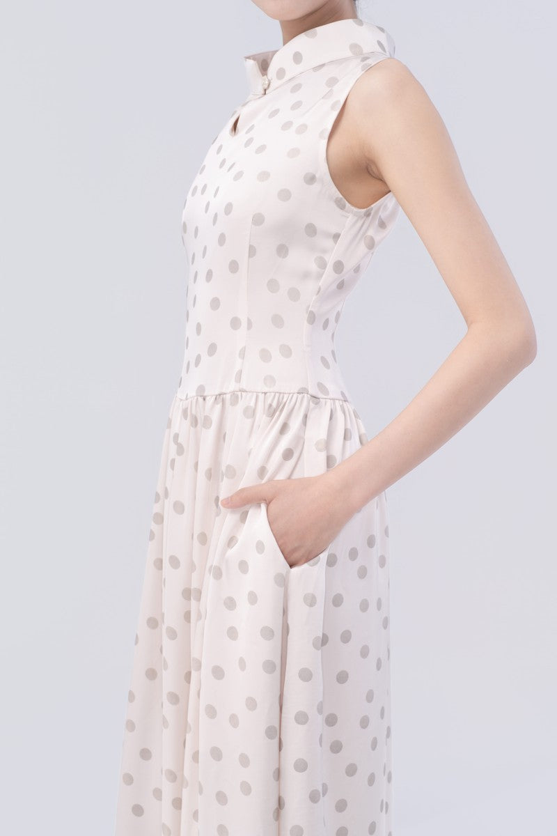 Crown Collar High-Waisted Flared Tea Dress (Long)