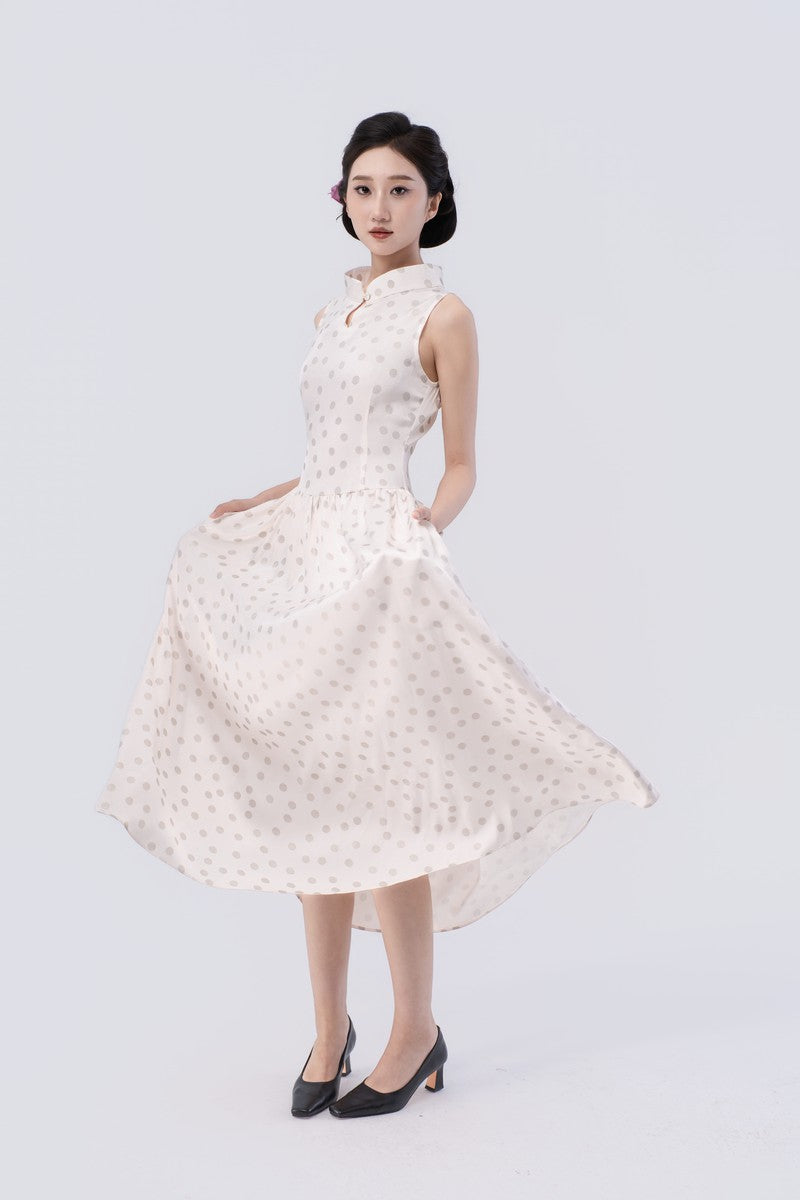 Crown Collar High-Waisted Flared Tea Dress (Long)