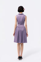 Crown Collar Fitted Waist Flared Knee-Length Skirt
