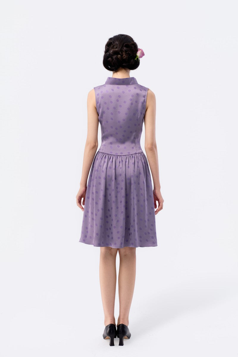 Crown Collar Fitted Waist Flared Knee-Length Skirt