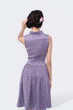 Crown Collar Fitted Waist Flared Knee-Length Skirt