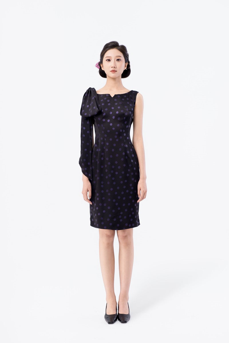 Boat Neck Tulip Midi Dress with Sash