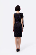 Boat Neck Tulip Midi Dress with Sash