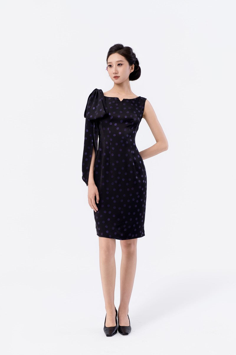 Boat Neck Tulip Midi Dress with Sash