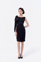 Boat Neck Tulip Midi Dress with Sash