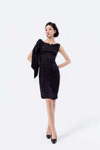 Boat Neck Tulip Midi Dress with Sash