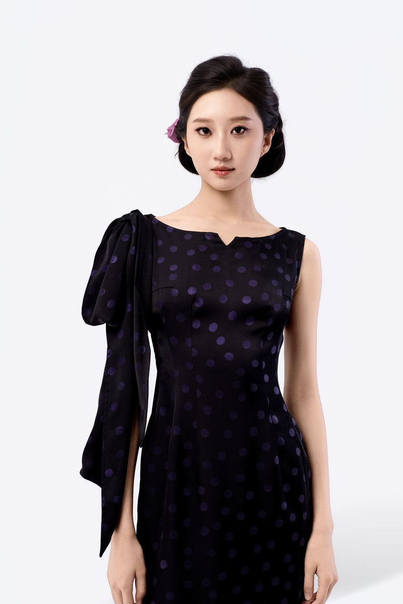 Boat Neck Tulip Midi Dress with Sash