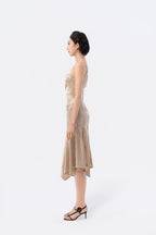 Asymmetric Gathered Handkerchief Midi Skirt