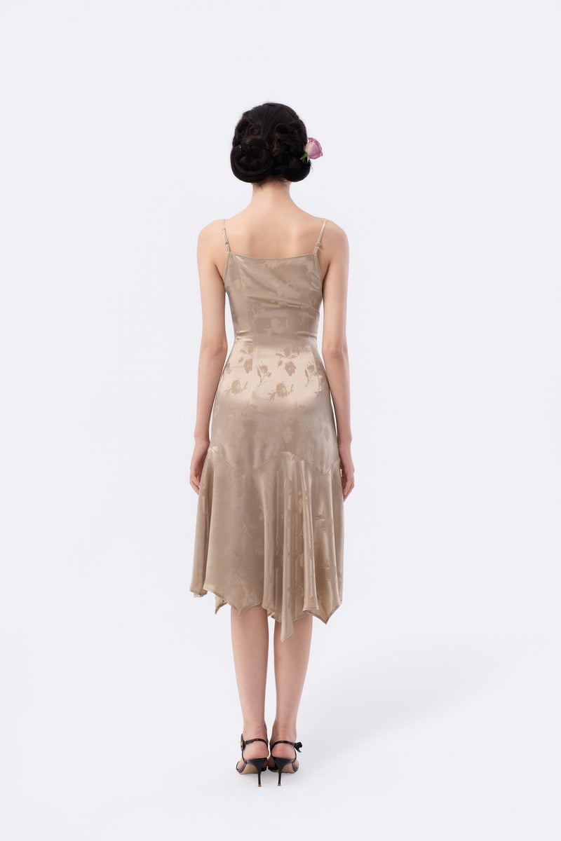 Asymmetric Gathered Handkerchief Midi Skirt