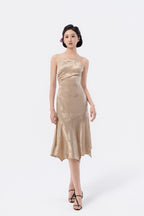 Asymmetric Gathered Handkerchief Midi Skirt