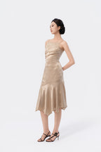 Asymmetric Gathered Handkerchief Midi Skirt