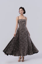 Self-Adjustable Double-Side Gathered Tea-Length Dress