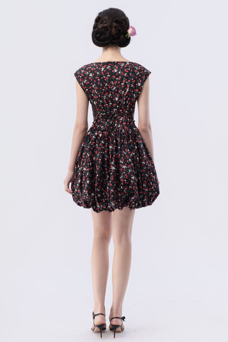 Flutter Sleeve Tie Bubble Miniskirt