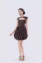 Flutter Sleeve Tie Bubble Miniskirt