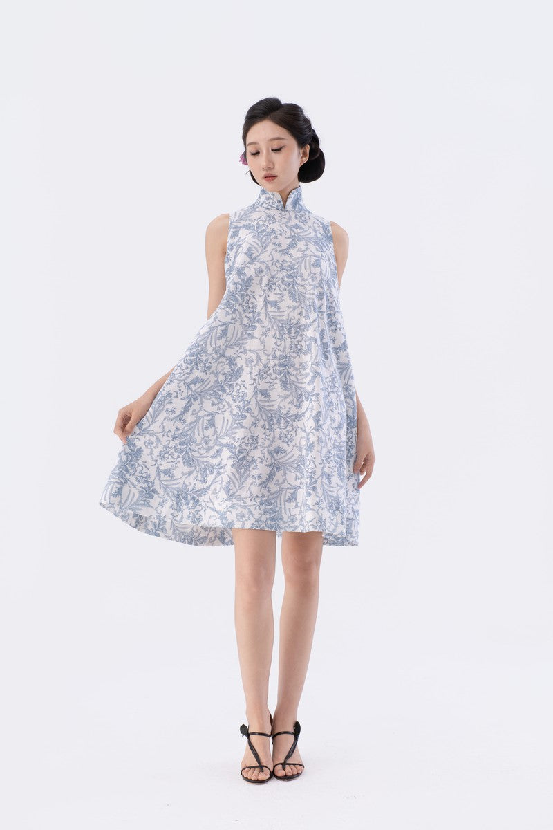 Off-Shoulder A-Line Knee-Length Qipao