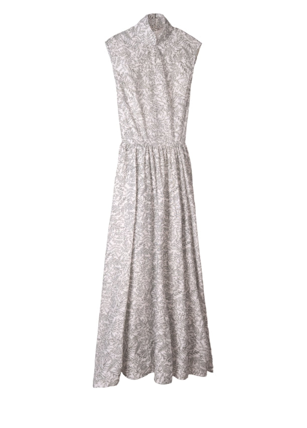 Tie-Front Fitted Waist Flared Tea-Length Qipao