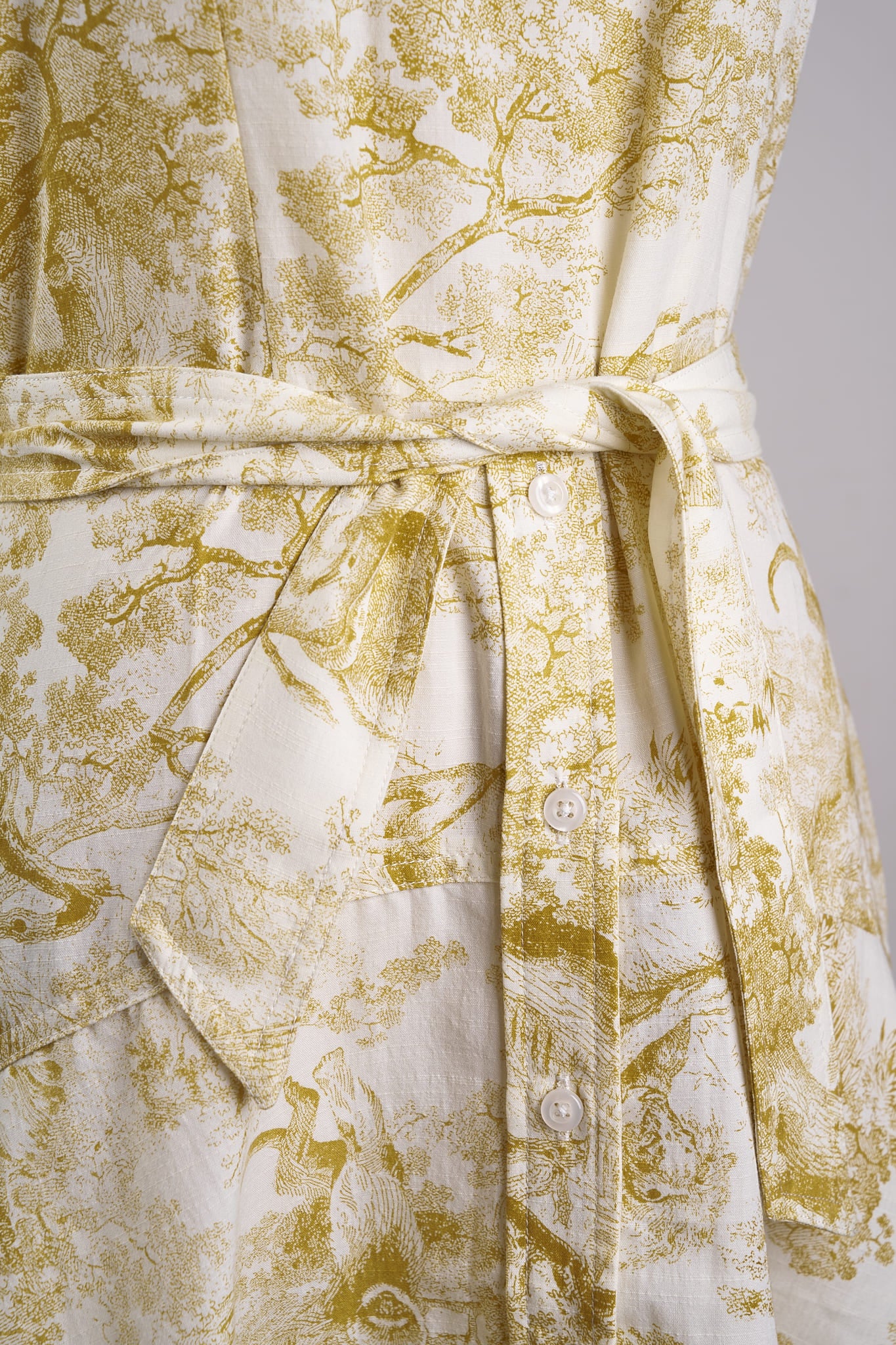 Lace-Up Yoke Waist A-Line Above-Knee Qipao