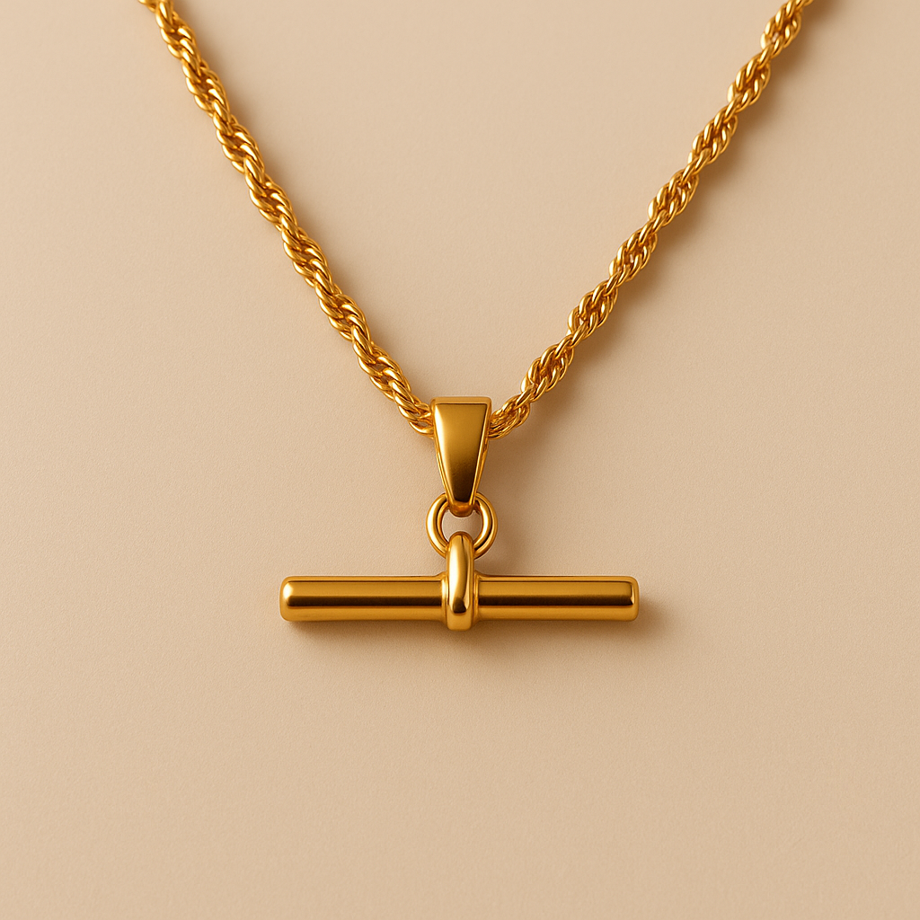T Bar Twist Chain Necklace-0