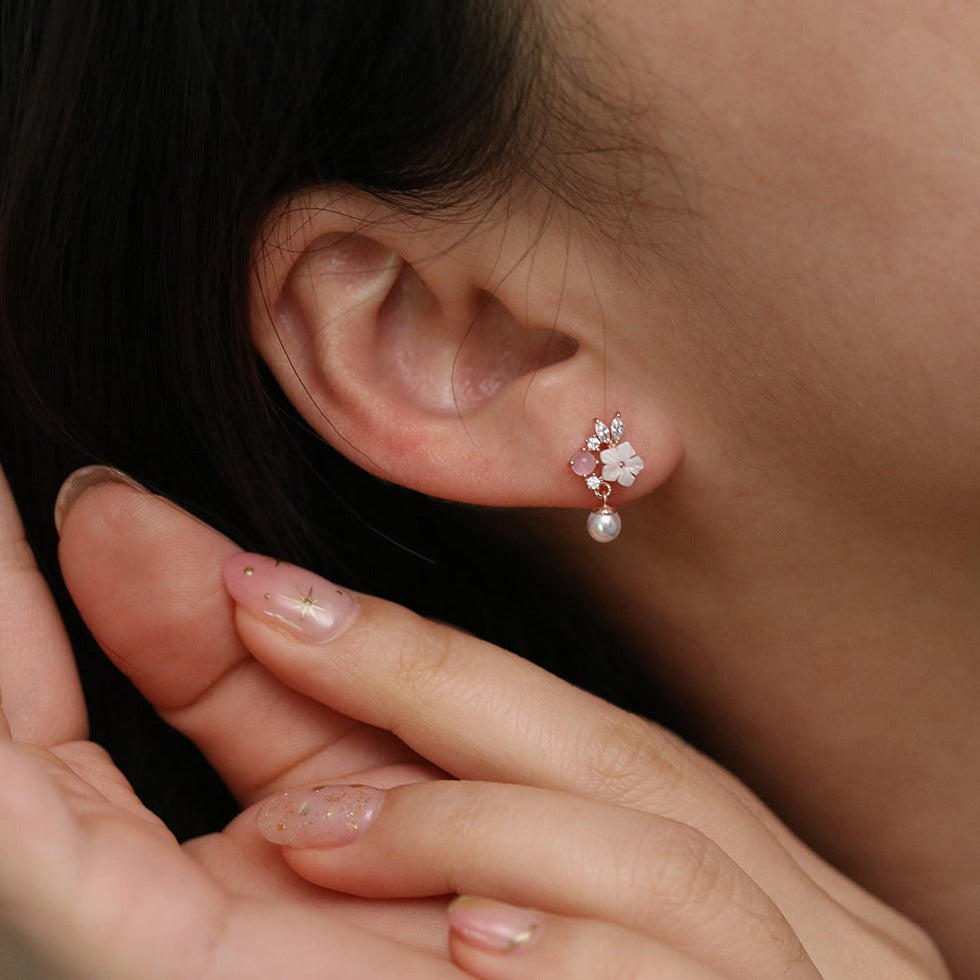 Lily rose quartz dangle earrings-2