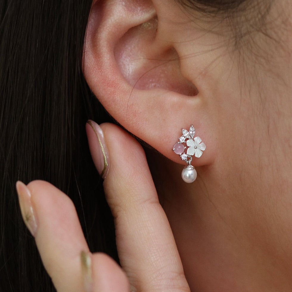 Lily rose quartz dangle earrings-4