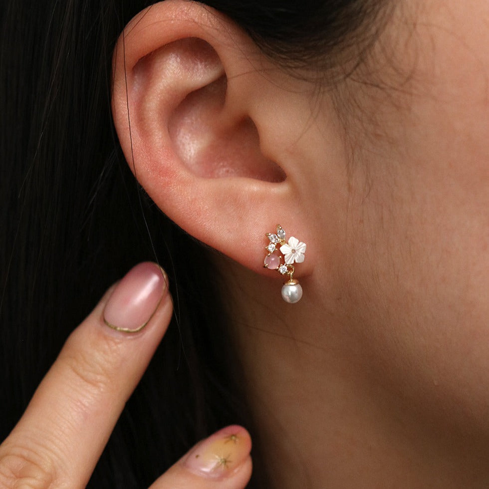 Lily rose quartz dangle earrings-3