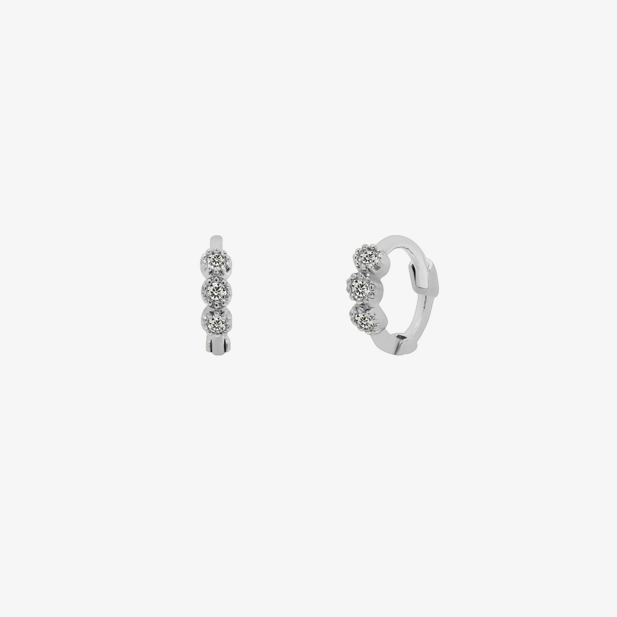 Triple Cubic Huggie Earring-4