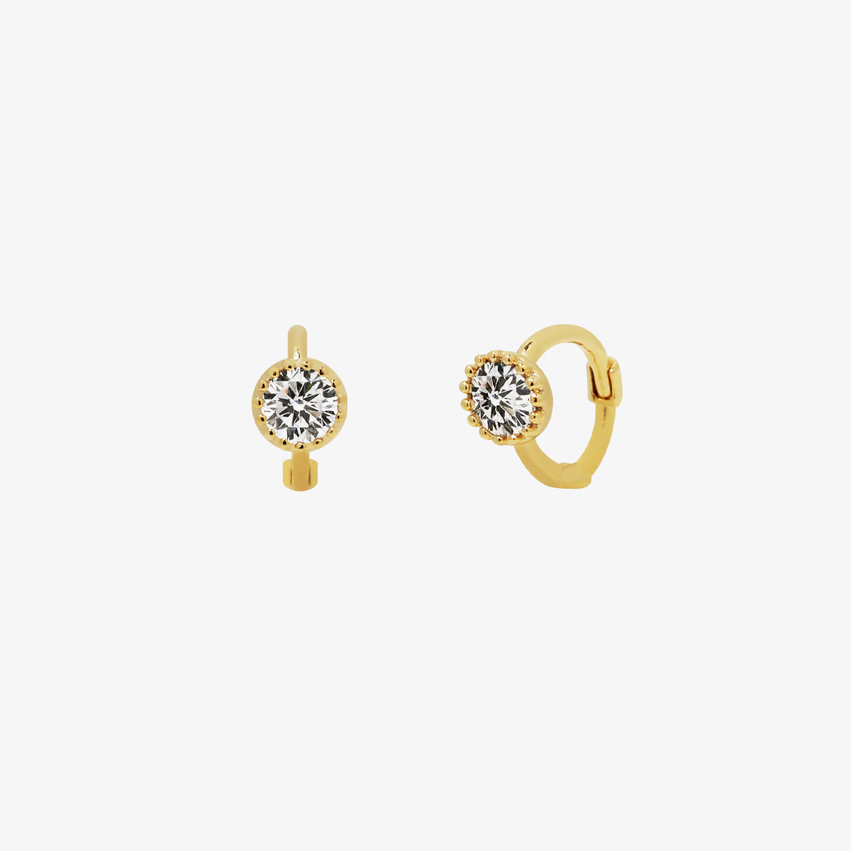 Circle Cubic Huggie Earring-0