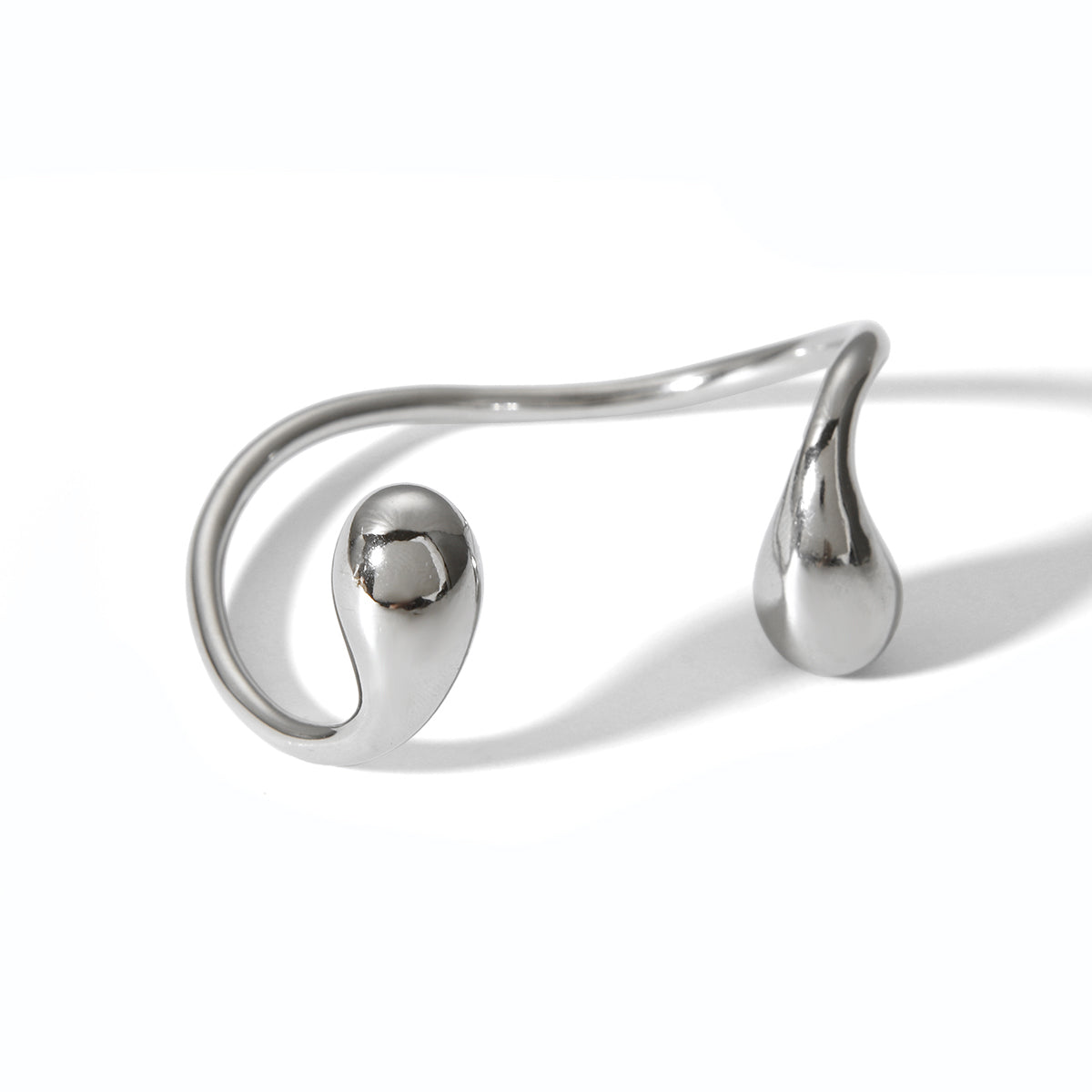WaterDrop designer Open Cuff Bracelet – 18K Gold & Silver Statement Bangle