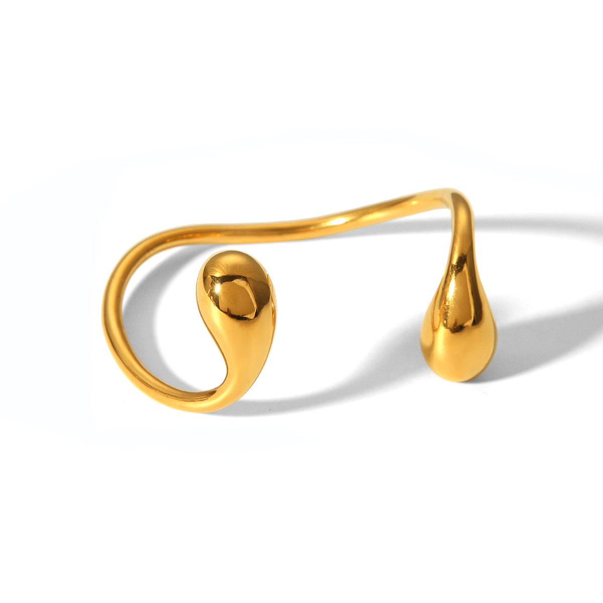 WaterDrop designer Open Cuff Bracelet – 18K Gold & Silver Statement Bangle